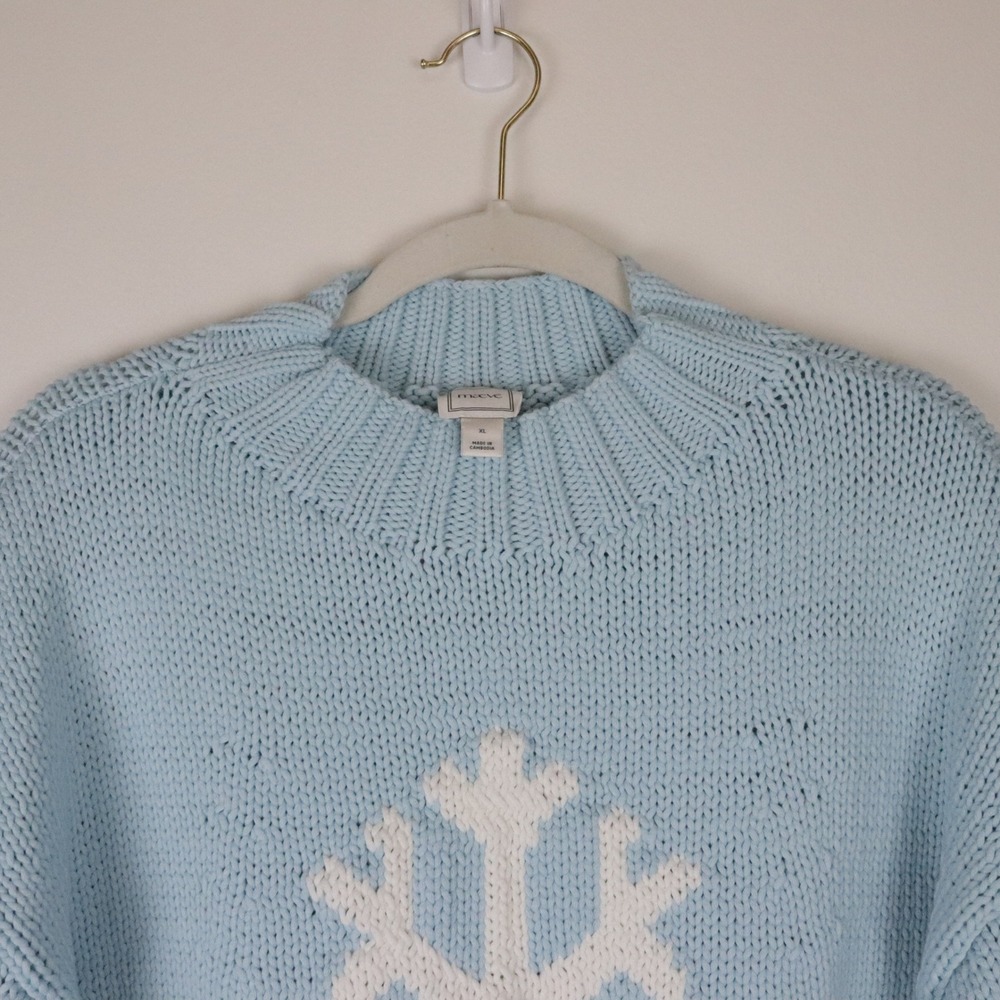 NWT Anthropologie Maeve Snowflake Pippa Icon Sweater XL Light Blue Mock Neck - Picture 4 of 9